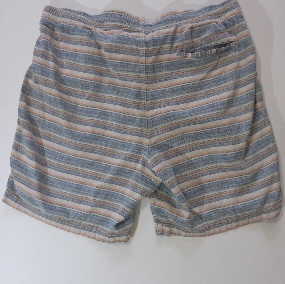 Old Navy Linen Blend Shorts Mens XL Blue Pink White Pastel Coastal Relaxed‎ Fit